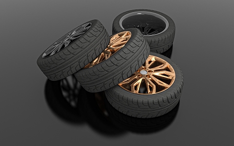 Tire BMW Tire Wheel Rim Refitting Wheel Rim BMW Golden Tire Ornament Decoration Workshop Auto Repair Shop Landscape Decoration Game 3d model