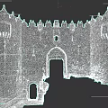 Ancient Stone Fortress Gate With Arched Entrance Crenellated Walls And Towers