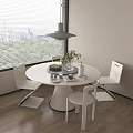 Modern dining table and chair combination chandelier 3d model