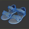 Kids Summer Sandals With Shimmering Decorative Straps And Comfortable Brown Sole 3d model