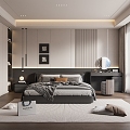 Modern minimalist black and white bedroom 3d model