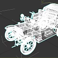 Vintage Convertible Car with White Gold Body Red Seats and Brass Details Black Wheels