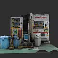 Doxer Sapporo Vending Machines With Blue Trash Bins And Outdoor Setup