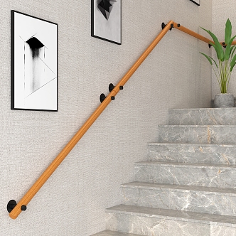 Solid Wood Stair Handrail Nordic Handrail 3d model