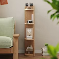 Modern Wooden Multi tiered Shelf With Books Camera And Decorative Items In Living Room