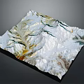 3D Mountainous Terrain Model With Snow Covered Peaks Green Valleys And Golden Ridges
