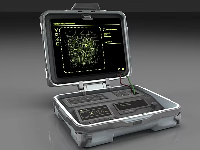 Portable Industrial Computer With Technical Screen Display Circuit Diagram And Durable Case 3d model