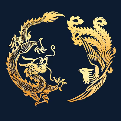 New Chinese Style Carved Chinese Traditional Elements Dragon and Phoenix Chengxiang Dragon Flying Phoenix Dance God Bird King of Birds Xuan Bird Phoenix Dance Nine Days God Bird Phoenix Xiangyun 3d model