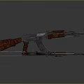 Assault Rifle With Wooden Grip Stock Metal Barrel Magazine And Bullets
