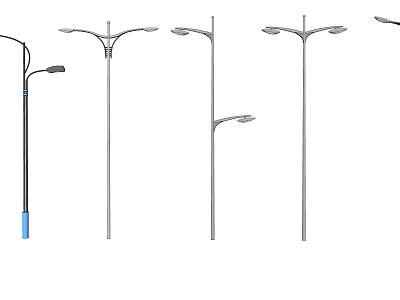 Outdoor Street Lights With Various Modern Designs And Metal Poles For Urban Illumination 3d model