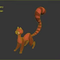 Pink Feline Creature With Long Red Striped Tail In 3D Stylized Design