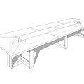 Wooden Conference Table with Long Design Black Center Panel Minimalist Style for Office Meetings