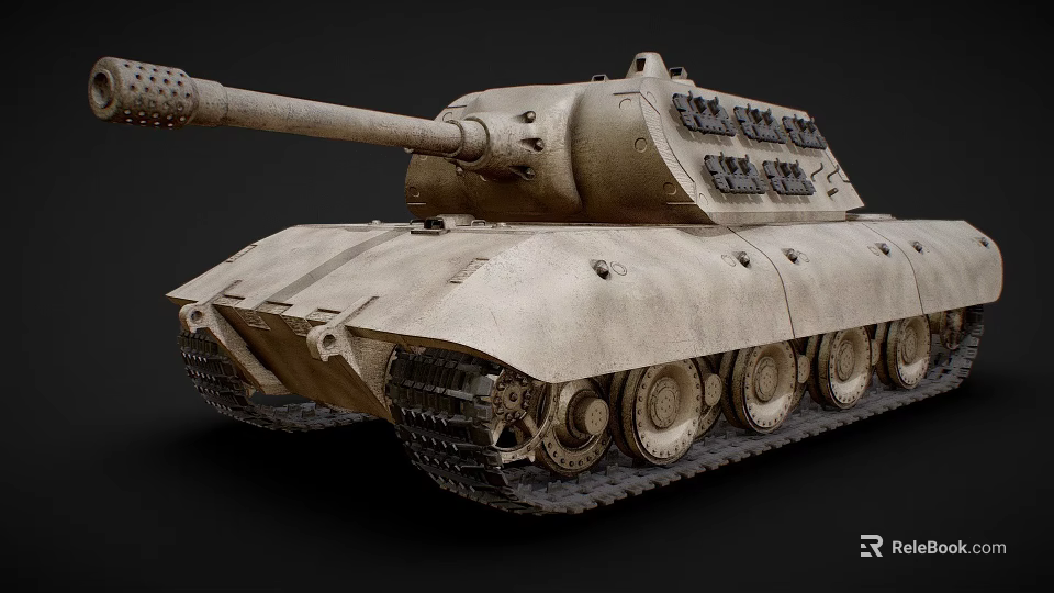 Military Gray Armored Tank With Long Gun Barrel Heavy Tracks And Reinforced Turret 3d model 