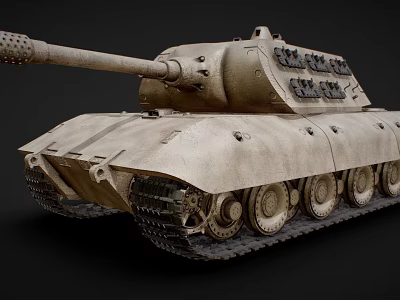 Military Gray Armored Tank With Long Gun Barrel Heavy Tracks And Reinforced Turret 3d model