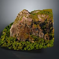 Wood And Stone Natural Formation With Lush Green Vegetation On Rocky Terrain