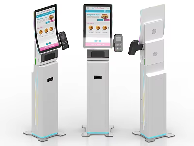Modern Commercial Self Service Kiosk Equipment With Digital Screens And Payment Options 3d model