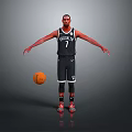 Brooklyn Nets Basketball Player In Black Number 7 Jersey With Red Shoes And Basketball