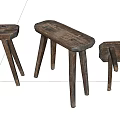 Old Wooden Stools In Various Conditions Intact And Broken On White Background