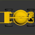 Yellow Concrete Mixer With Wheels Mixing Drum And Manual Crank Construction Tool