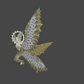Game Fantasy Character With Intricate Patterned Wings And Gear Shaped Headpiece