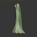 Man In Elegant Light Green Long Sleeve Dress With Ruffled Hem And Cape