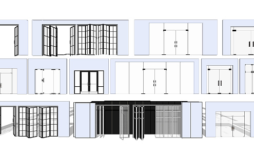 Modern folding door company glass door glass sliding door folding door 3d model