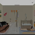Cozy Bright Kids Home Interior With Sofa Coffee Table Bookshelf And Kitchen Area