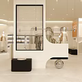 Modern Clothing Store Open Layout With White Dresses Mannequins Arched Doorways And Lighting