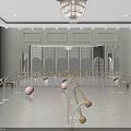 School Dance Studio With Mirrors Wooden Barres Chandelier Large Windows And White Light Colored Decor