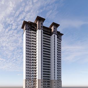 New Chinese-style Residential Building High-rise Residential Building 3d model