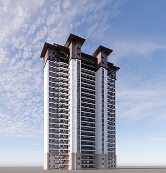 New Chinese-style Residential Building High-rise Residential Building 3d model