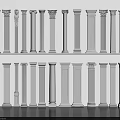 Classical Roman Columns Featuring Various Ornamental Styles and Architectural Designs 3d model