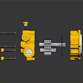 Yellow Industrial Mechanical Equipment With Black Handles Circular Parts And Metal Structure