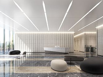 Modern Hall Office Foyer 3d model