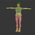 Woman In Orange Reflective Vest And Pants With Arms Outstretched On Dark Background