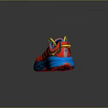 Vibrant Red Blue Athletic Sneakers With Yellow Laces And Cushioned Traction Sole
