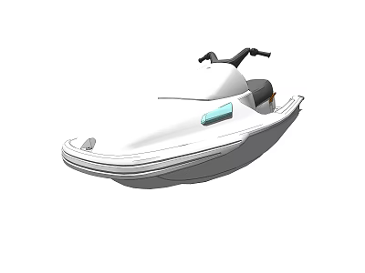 White Jet Ski With Streamlined Design Black Handlebars And Blue Window 3d model