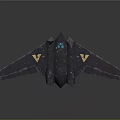 Black Stealth Fighter Model With Yellow Triangle Markings And Aerodynamic Design 3d model