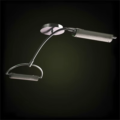 Modern Metal Chandelier with Curved Arm Double Elongated Tubes and Minimalist Design 3d model