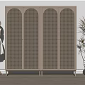 Modern Natural Wardrobe Interior With Arched Rattan Grille Doors Light Wood Tone And Metal Legs