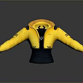 Yellow Jacket With Black Accents And Shoulder Details On Mannequin