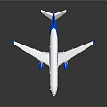 White And Blue Airplane Model With Reflective Surface On Gray Background 3d model