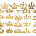 Gold Crown Shaped Wall Decor with Various Intricate Designs and Patterns 3d model