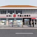 ICBC Bank Interior With Digital Screens Showing Information Service Counter ATM Machine And Seating