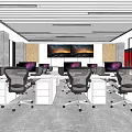 Modern Public Office Space With Open Layout Desks Chairs And Computer Monitors 3d model
