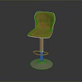 Orange Padded Bar Stool With Modern Metal Round Base Backrest And Footrest