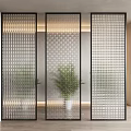 Modern partition carved glass partition combination 3d model