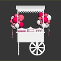 White Mobile Commercial Cart With Pink Silver Balloons And Dessert Display Stand