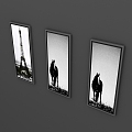 Nordic Hanging Painting Modern Background Wall Decorative Painting Hallway Black and White Painting Decorative Landscape Painting Simple Decorative Painting 3d model