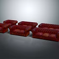 Classic Red Sofa Set With Tufted Details And Multiple Seating Pieces